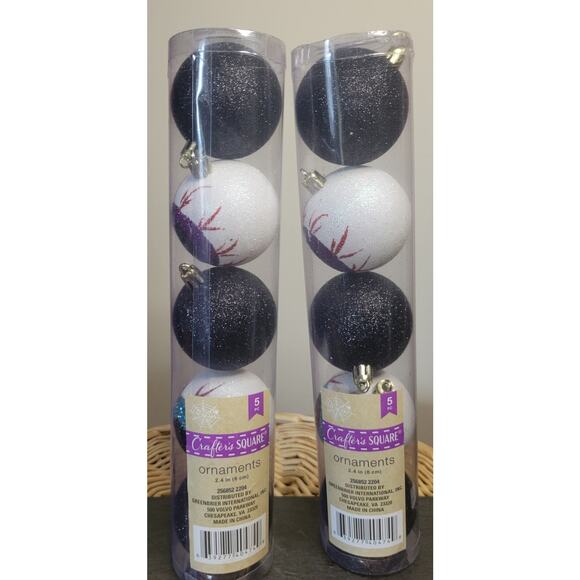 2 Sets (10) Halloween Ornaments 6 Black & 4 Colored...
